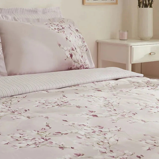 Karaca Pesla Bettwäsche-Set aus 100 % Baumwoll-Satin, Doppelbett, Rosa