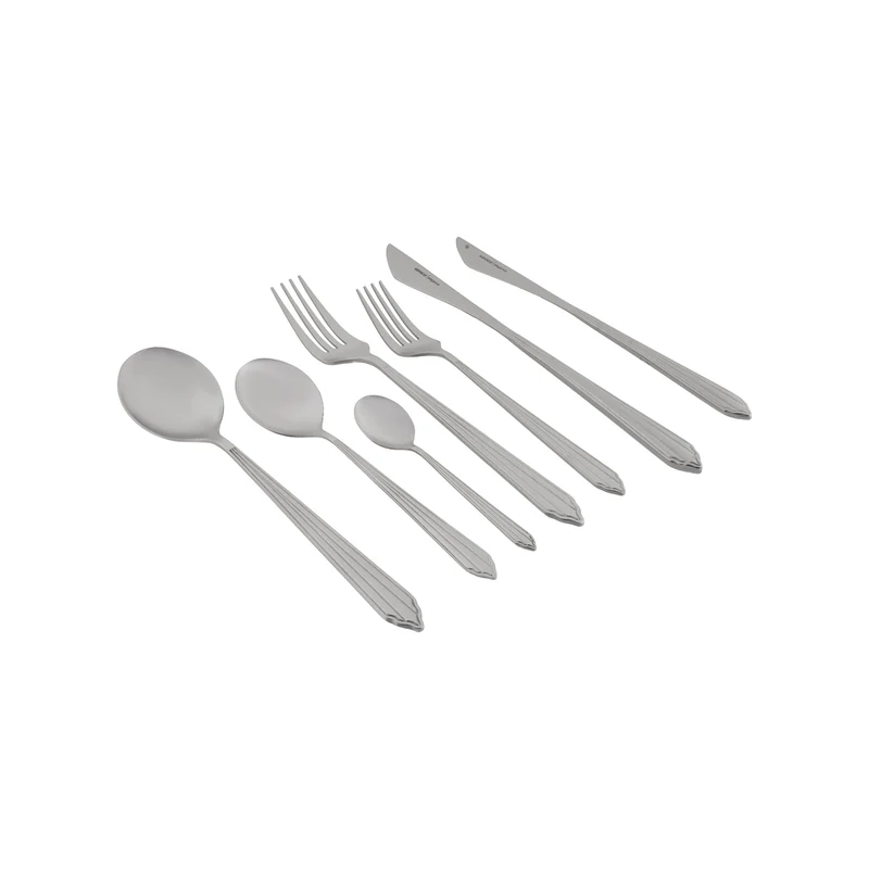 Karaca Rebellion 84-teiliges Edelstahl-Besteckset für 12 Personen, Silber