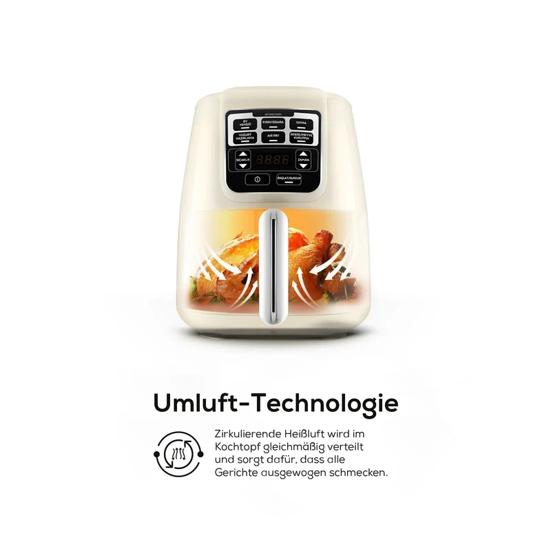 Karaca Air Cook XL 2 in 1 Heißluftfritteuse Starlight, 4L, 1550W