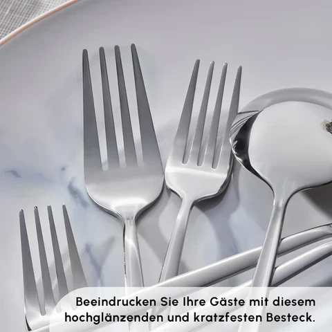 Karaca Bella Edelstahl V2 24-teiliges Besteckset für 6 Personen – Silber