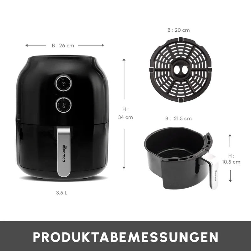 Karaca Multifry Fritteuse, Schwarz, 3.5L, 1300W
