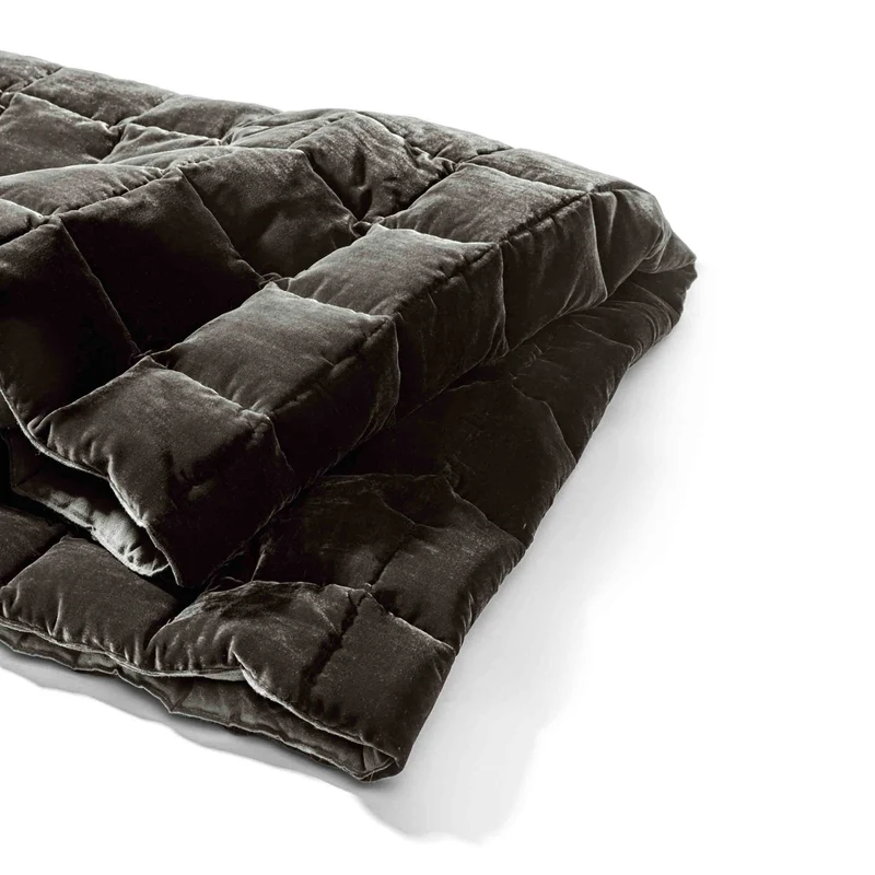 Linen and Velvet Quilted Throw Blanket BLUESKY by Cassina