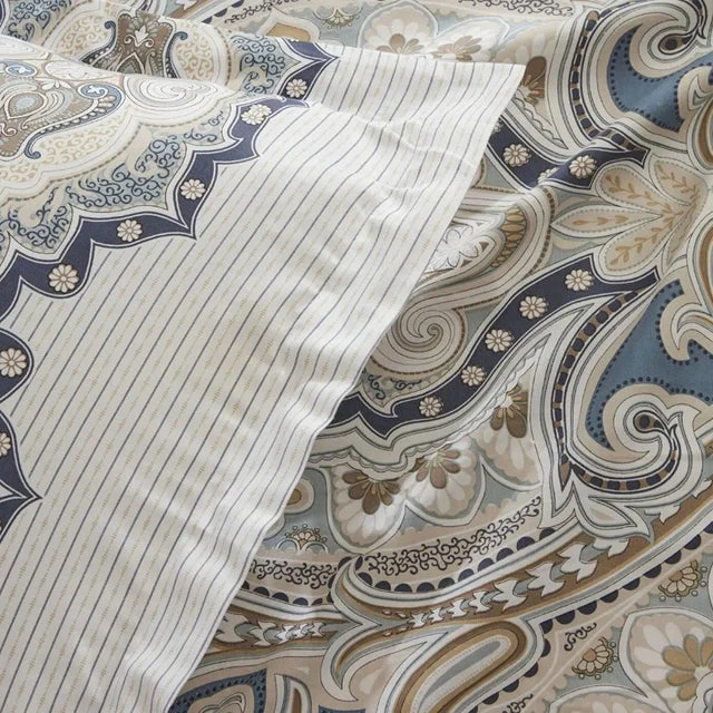 Karaca Lemy Bettwäsche-Set aus 100 % Baumwoll-Satin, Einzelbett, Blau