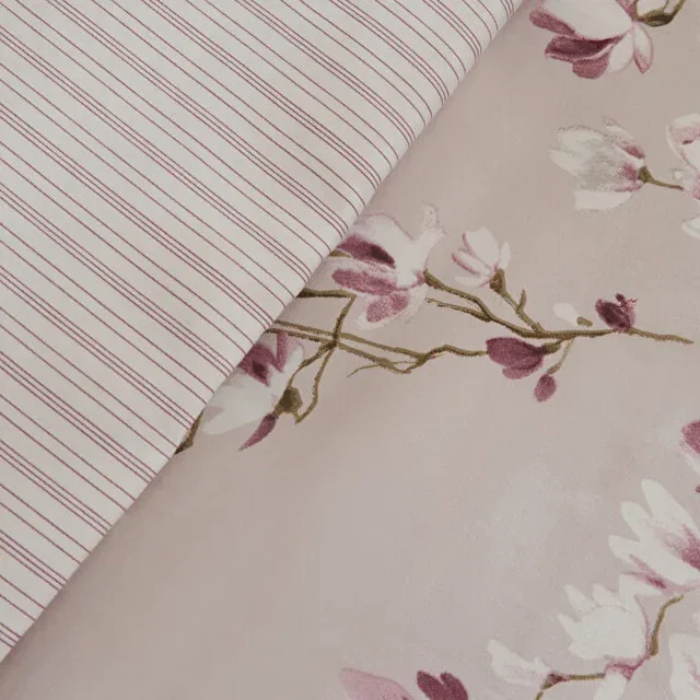 Karaca Pesla Bettwäsche-Set aus 100 % Baumwoll-Satin, Einzelbett, Rosa