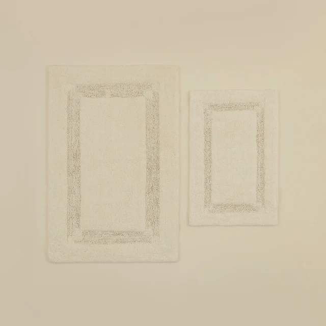 Karaca Pauline Badvorleger-Set, 60 × 90 cm + 40 × 60 cm, Offwhite