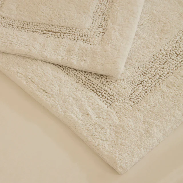 Karaca Pauline Badvorleger-Set, 60 × 90 cm + 40 × 60 cm, Offwhite