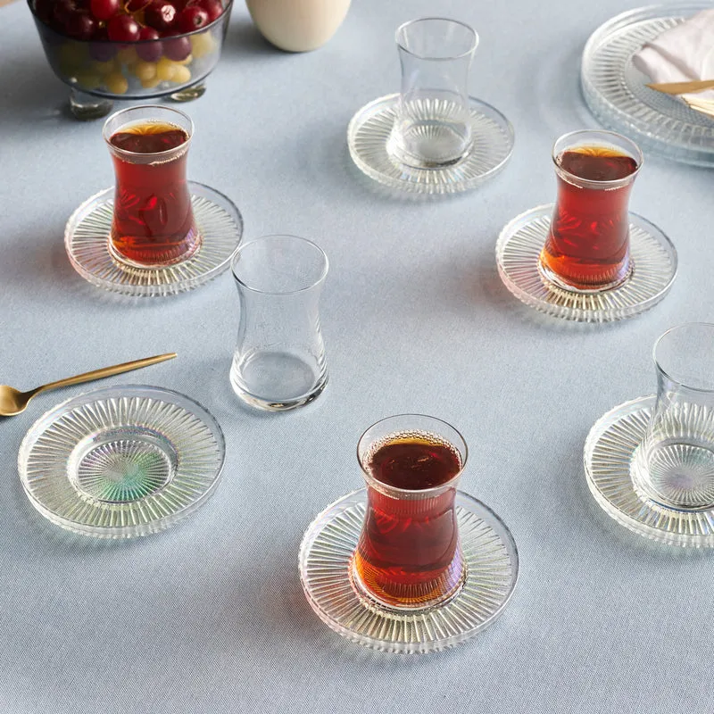 Karaca Lily 12-teiliges Türkisches Teeset für 6 Personen, 170 ml, Luster