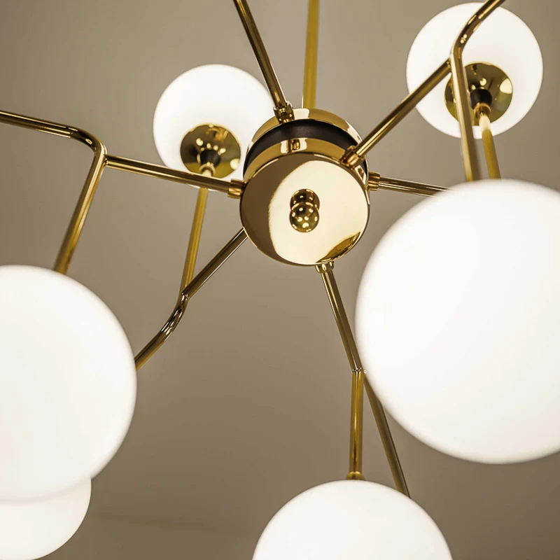 Brass and Blown Glass Suspension Lamp GALASSIA by Stilnovo