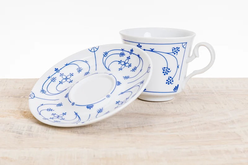 Kaffeetasse mit Untertasse indisch blau