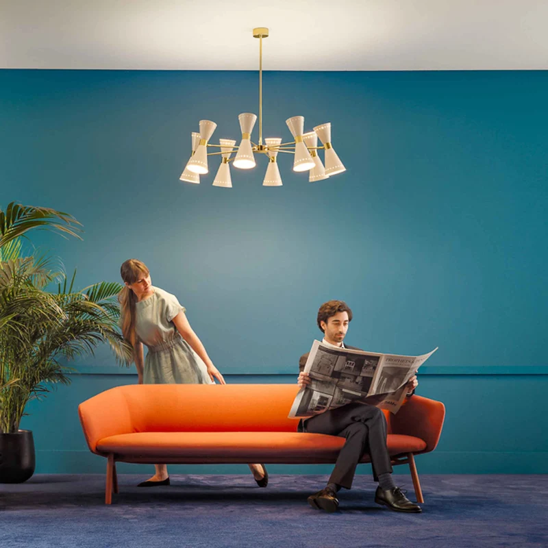 Brass Chandelier MEGAFONO by Stilnovo