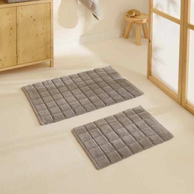 Karaca Simon Badvorleger-Set, 60 × 90 cm + 40 × 60 cm, Grau