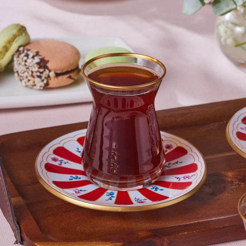 Karaca Bursa Türkisches Teeglas, 12-teilig, Rot