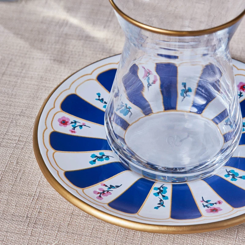 Karaca Bursa Türkisches Teeglas-Set, 12-teilig, Marineblau