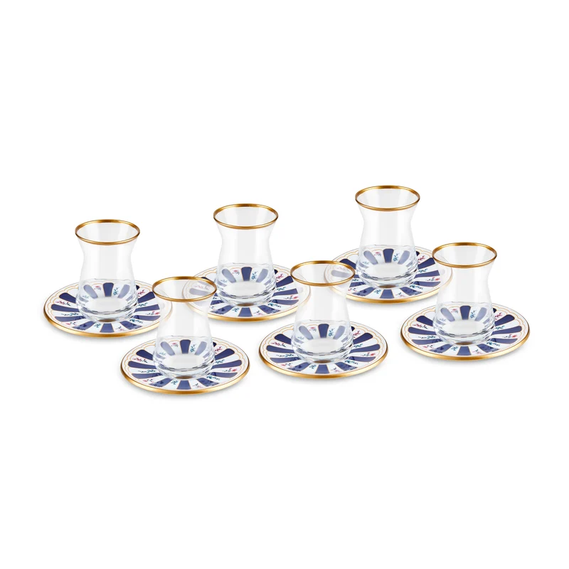 Karaca Bursa Türkisches Teeglas-Set, 12-teilig, Marineblau