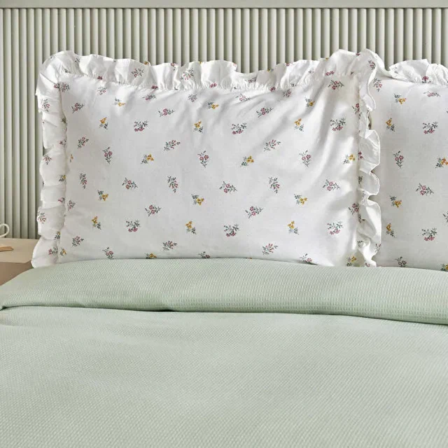 Karaca Lidya Bettwäsche-Set aus 100 % Baumwolle, Einzelbett, Grün