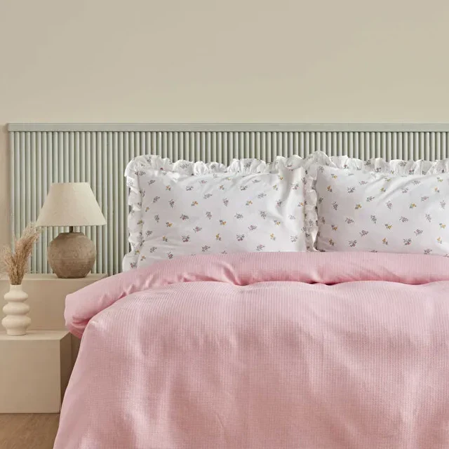 Karaca Lidya Bettwäsche-Set aus 100 % Baumwolle, Doppelbett, Rosa