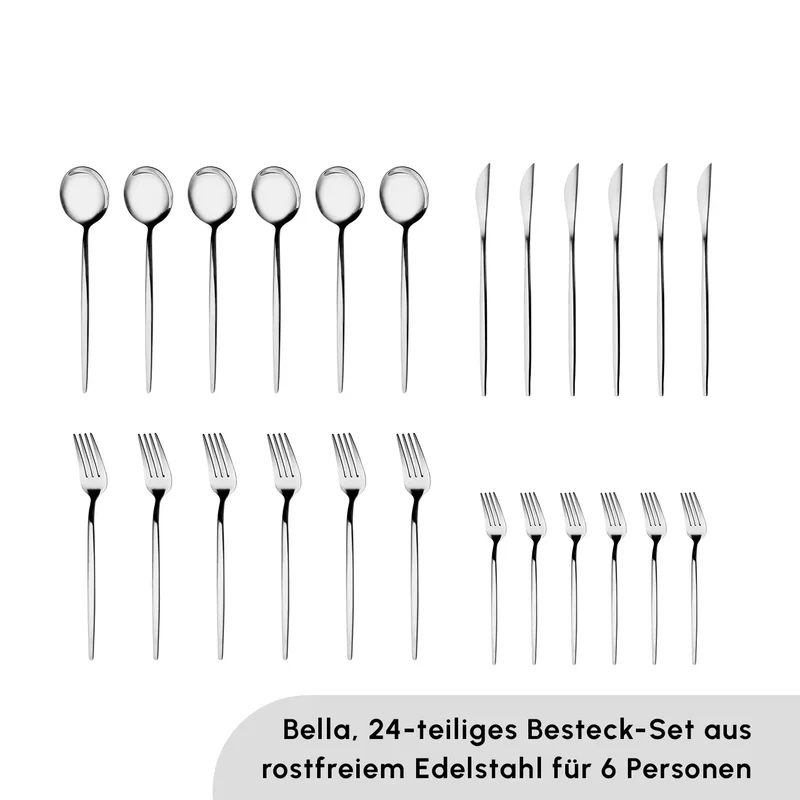 Karaca Bella 6 Personen Boxen Besteckset, 24 Teilig