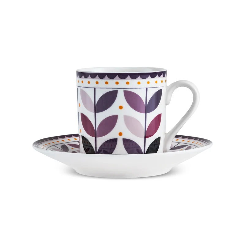 Karaca Tracy Gold 12-teiliges Bone China Espresso Türkisch-Kaffeetassen-Set für 6 Personen, 80 ml, Mehrfarbig