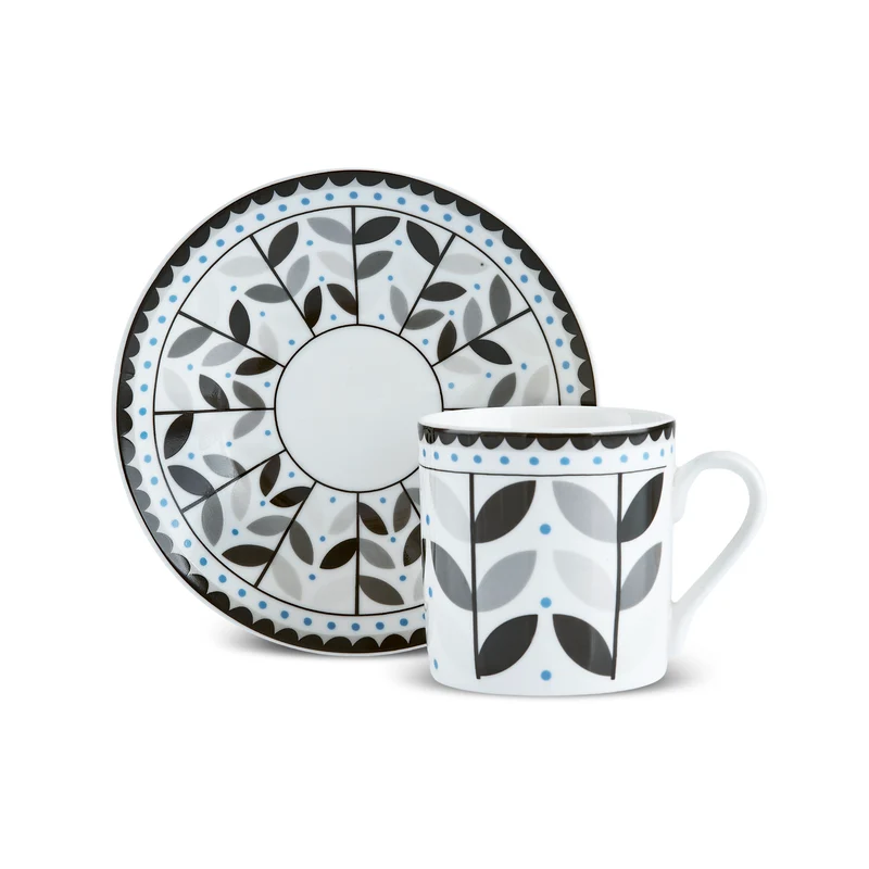 Karaca Tracy Gold 12-teiliges Bone China Espresso Türkisch-Kaffeetassen-Set für 6 Personen, 80 ml, Mehrfarbig