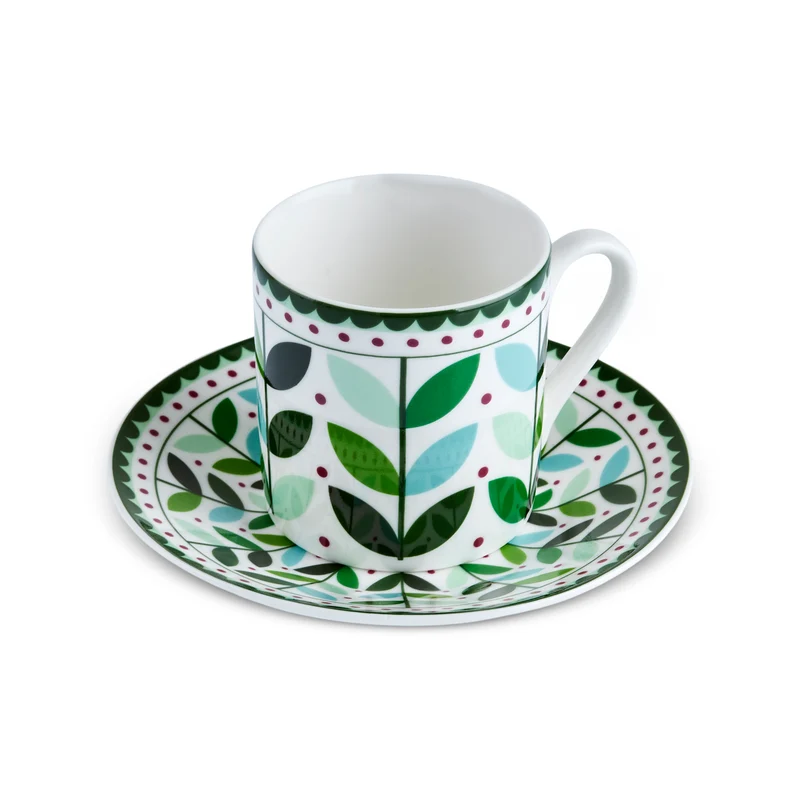 Karaca Tracy Gold 12-teiliges Bone China Espresso Türkisch-Kaffeetassen-Set für 6 Personen, 80 ml, Mehrfarbig