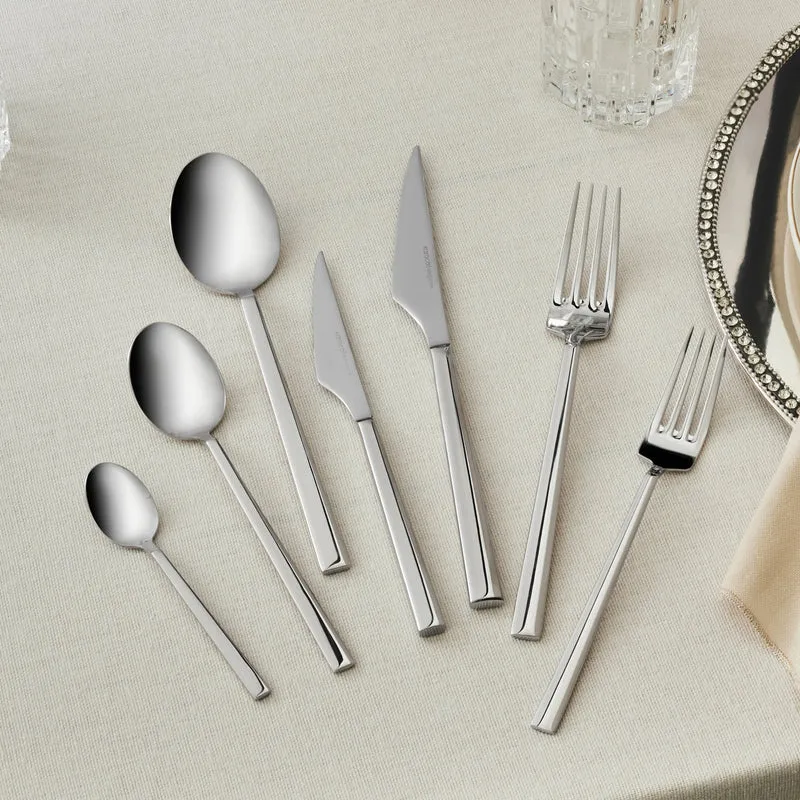 Karaca Halley 91-teiliges Edelstahl-Besteckset mit Servierbesteck für 12 Personen, Silber