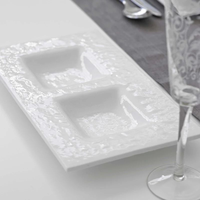Murano Glass Divided Serving Platter TOTAL WHITE by D.i. Più Andretto Design