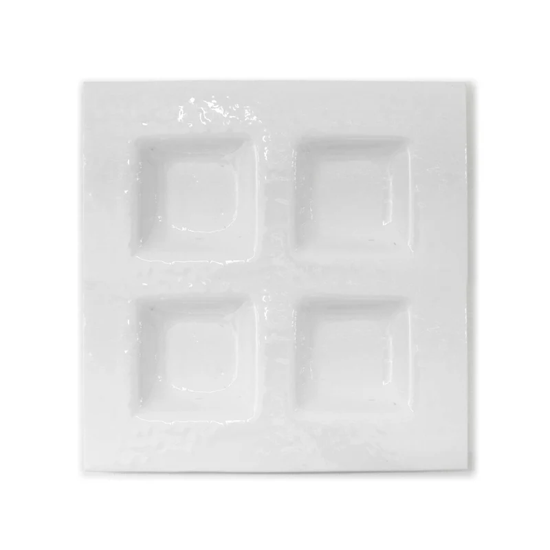 Murano Glass Divided Serving Platter TOTAL WHITE by D.i. Più Andretto Design
