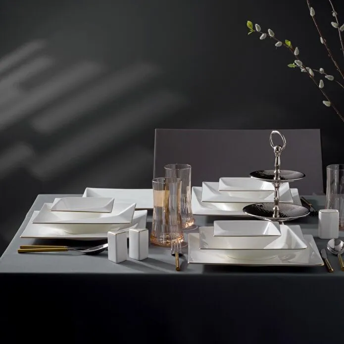 Jumbo Fold Gold 58-teiliges eckiges Tafelservice für 12 Personen