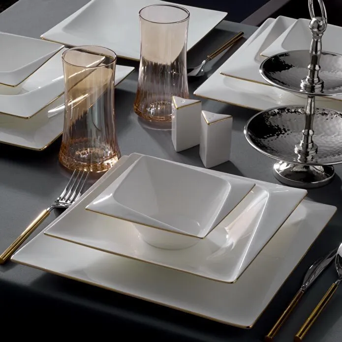 Jumbo Fold Gold 58-teiliges eckiges Tafelservice für 12 Personen