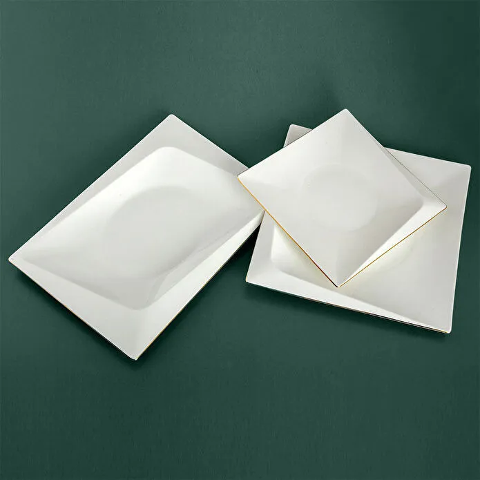 Jumbo Fold Gold 58-teiliges eckiges Tafelservice für 12 Personen