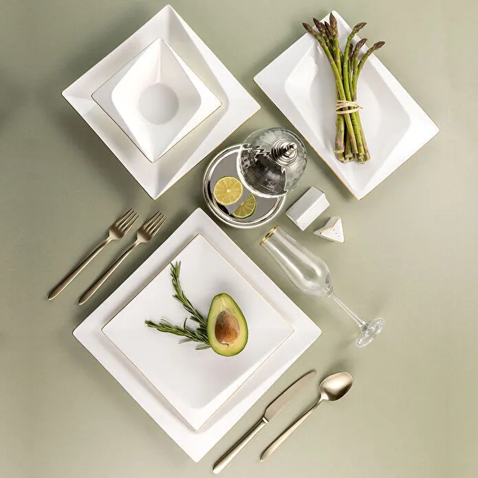 Jumbo Fold Gold 58-teiliges eckiges Tafelservice für 12 Personen