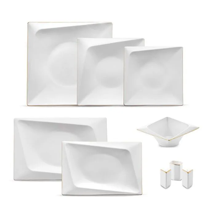 Jumbo Fold Gold 58-teiliges eckiges Tafelservice für 12 Personen