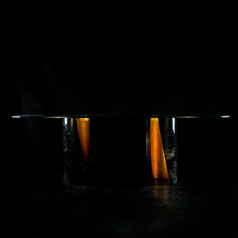 Marble and Crystal Oval Dining Table ASYMMETRIC by Nicola Di Froscia for DFdesignLab
