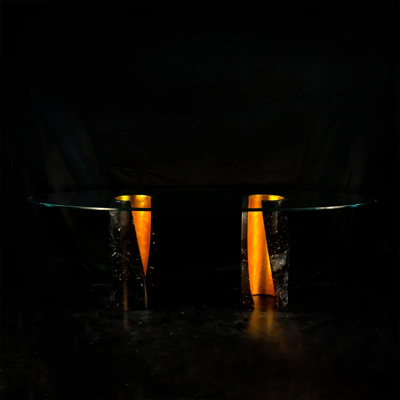 Marble and Crystal Oval Dining Table ASYMMETRIC by Nicola Di Froscia for DFdesignLab