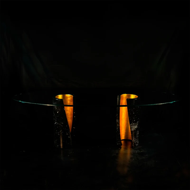Marble and Crystal Oval Dining Table ASYMMETRIC by Nicola Di Froscia for DFdesignLab