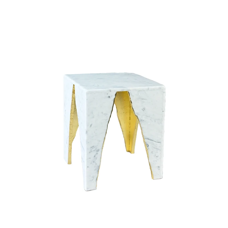 Carrara Marble Side Table RAW EDGE by Nicola Di Froscia for DFdesignLab