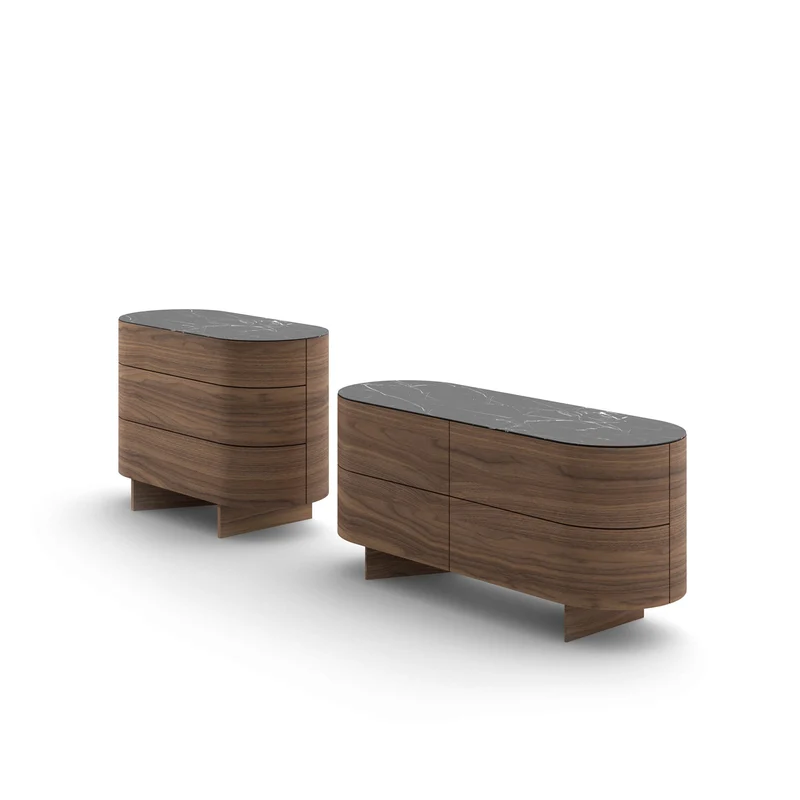 Wood and Marble Chest of Drawer RONDOS, designed by Patricia Urquiola for Cassina