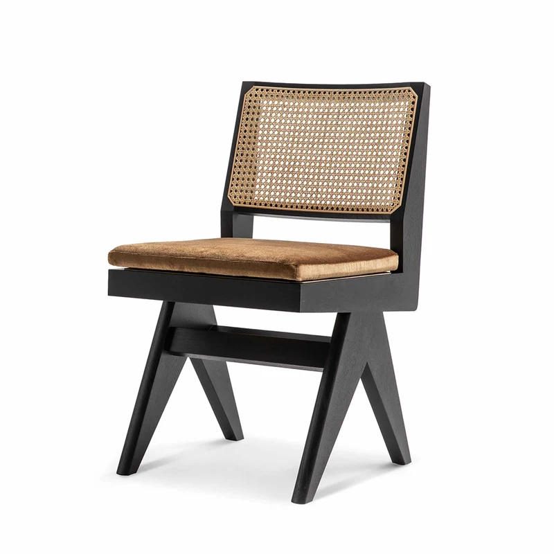 Wood and Vienna Straw Chair CAPITOL COMPLEX CHAIR Hommage à Pierre Jeanneret, designed by Cassina