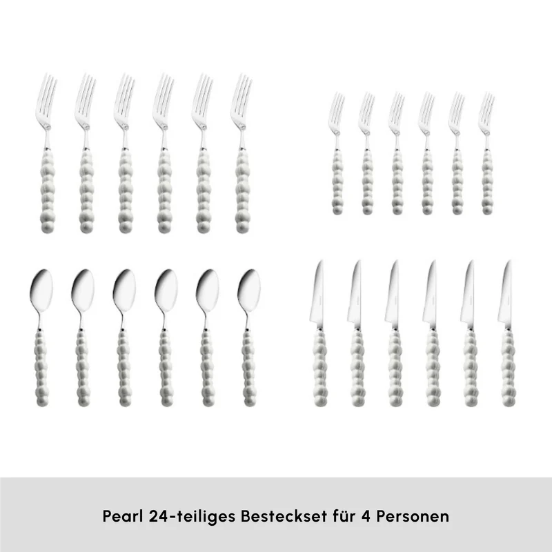 Karaca Pearl 24-teiliges Besteckset Für 6 Personen, Silber
