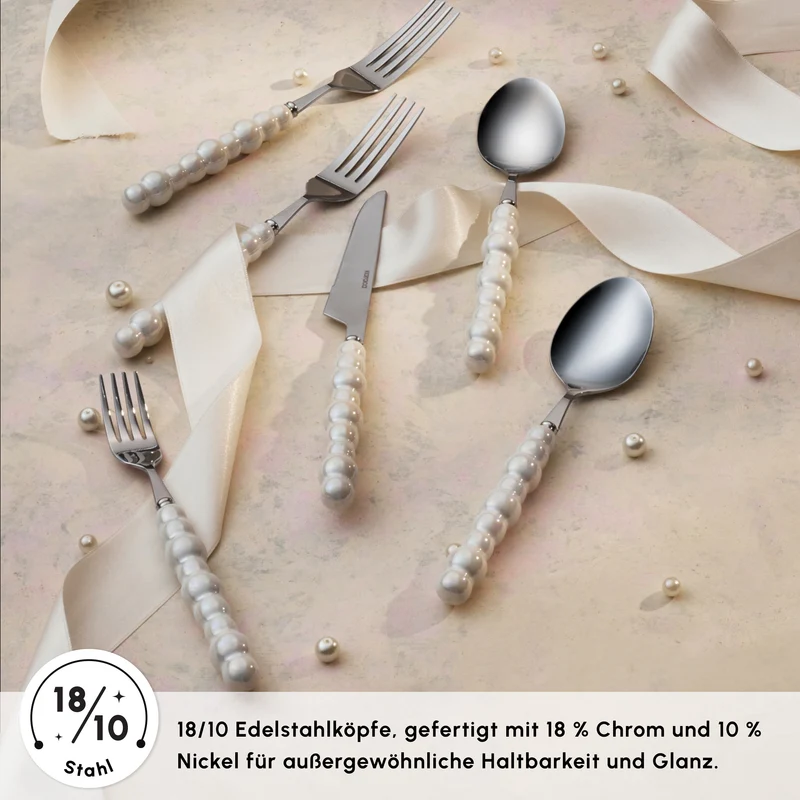 Karaca Pearl 24-teiliges Besteckset Für 6 Personen, Silber