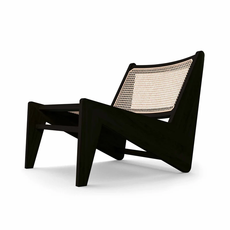 Wood and Vienna Straw Armchair KANGAROO Hommage à Pierre Jeanneret, designed by Cassina