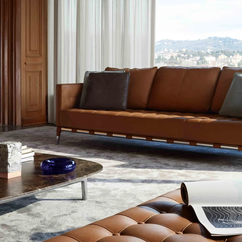 Three-Seater Leather Sofa PRIVE', designed by Philippe Starck for Cassina