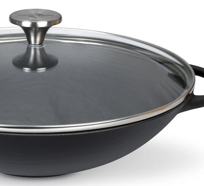 Wok Set 30cm m Glasdeckel schwarz Provence