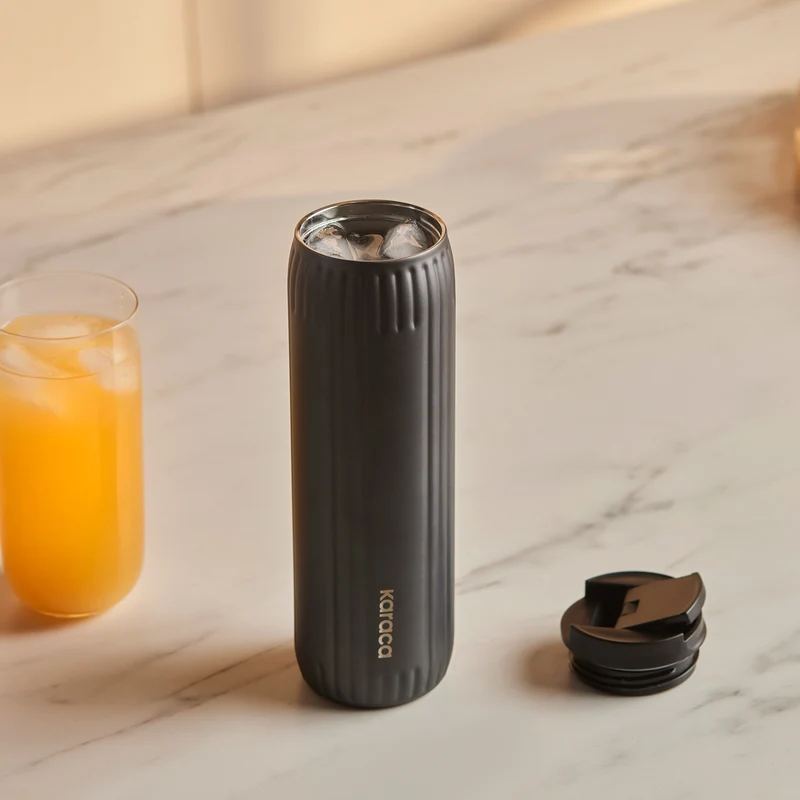Karaca Rimo Auslaufsicherer Edelstahl-Thermos 600 ml Anthrazit