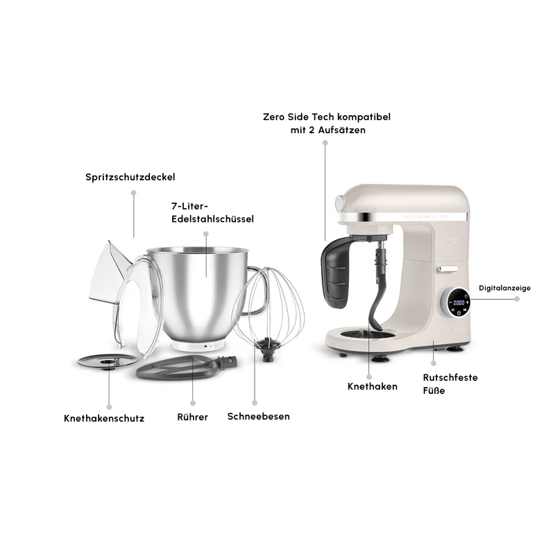 Karaca Mastermaid Chef Ultra D2000W Küchenmaschine mit Digitaldisplay Starlight 7L