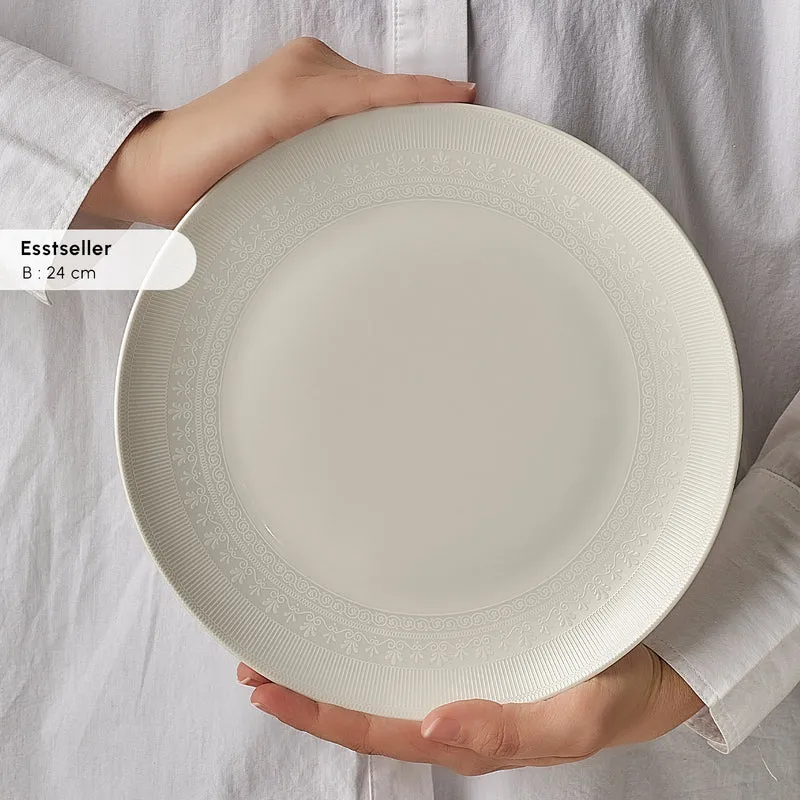 Karaca Artiste Bone China 20-teiliges Tafelservice für 6 Personen, Weiß