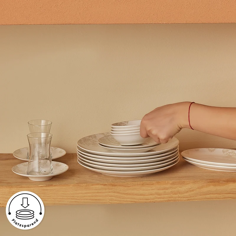 Karaca Artiste Bone China 20-teiliges Tafelservice für 6 Personen, Weiß