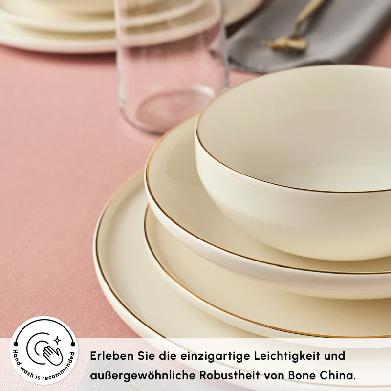 Karaca Stream Bone Meridian Geschirrset, 24-teilig, Gold