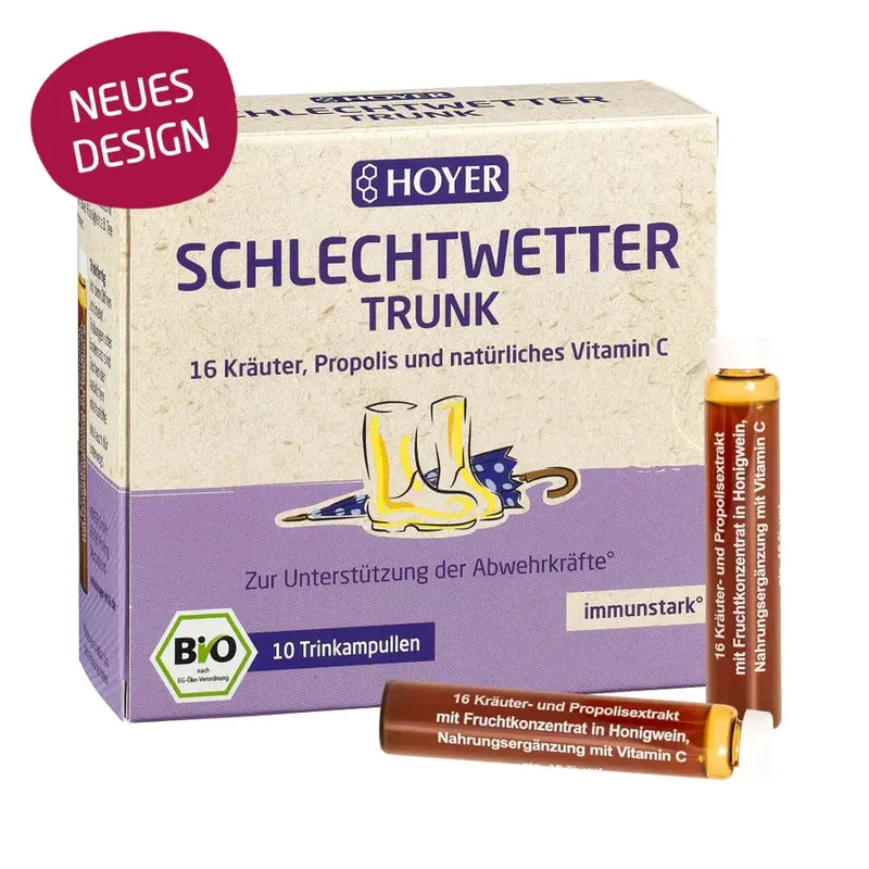 Hoyer Schlechtwetter Trunk Bio – 16 Kräuter, Propolis & Vitamin C, 10x10ml