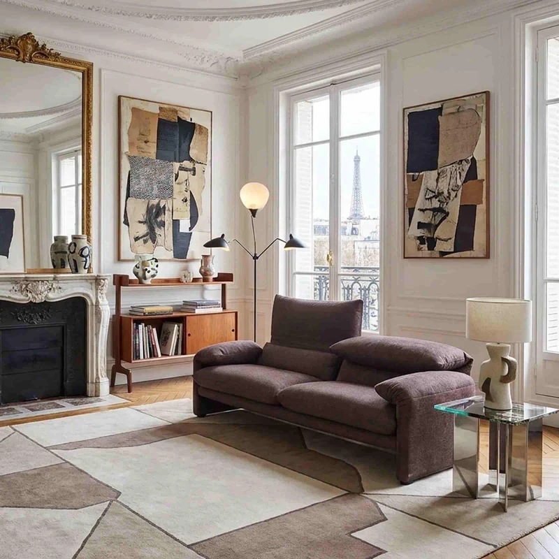 Fabric Two-Seater Sofa MARALUNGA MAXI, designed by Vico Magistretti for Cassina